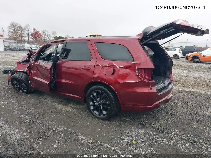 2022 Dodge Durango Gt Plus Awd VIN: 1C4RDJDG0NC207311 Lot: 40736494