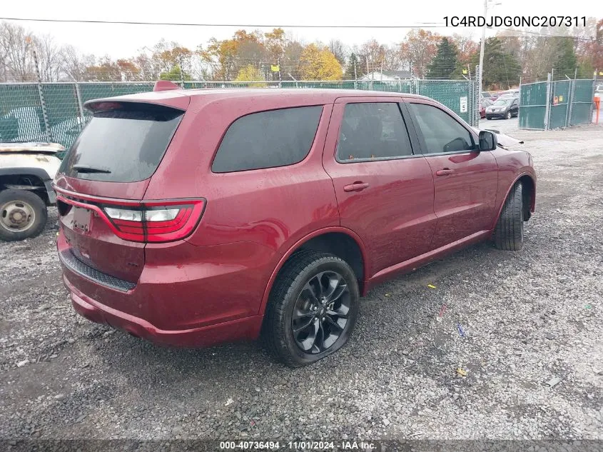 2022 Dodge Durango Gt Plus Awd VIN: 1C4RDJDG0NC207311 Lot: 40736494