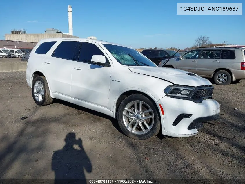 2022 Dodge Durango R/T Plus Awd VIN: 1C4SDJCT4NC189637 Lot: 40781197