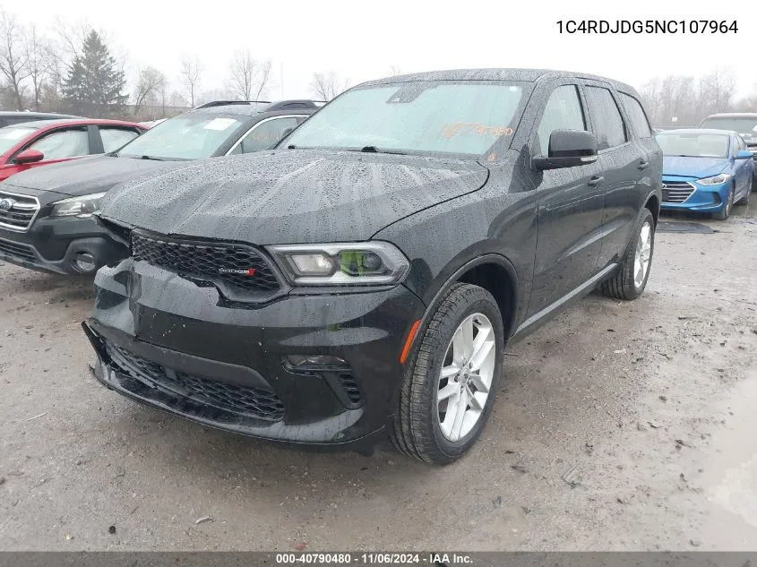 2022 Dodge Durango Gt Plus Awd VIN: 1C4RDJDG5NC107964 Lot: 40790480