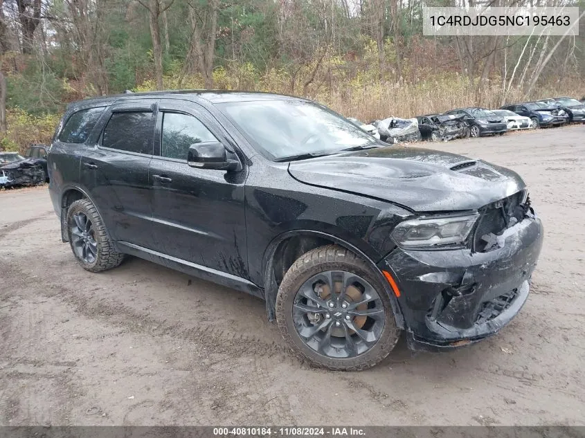 2022 Dodge Durango Gt Plus Awd VIN: 1C4RDJDG5NC195463 Lot: 40810184