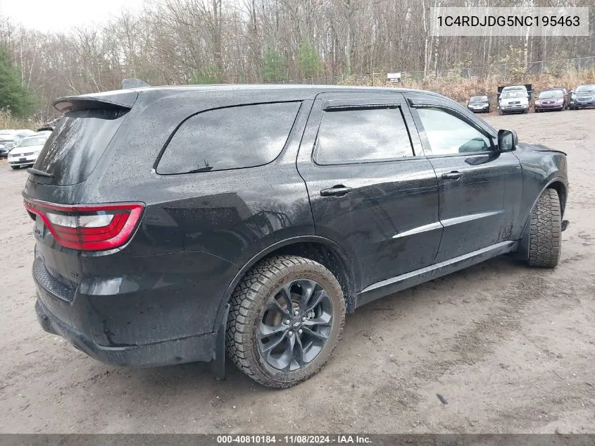 2022 Dodge Durango Gt Plus Awd VIN: 1C4RDJDG5NC195463 Lot: 40810184