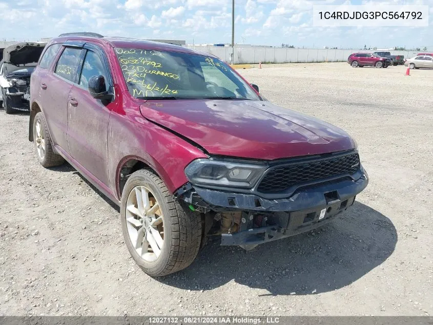 2023 Dodge Durango Gt VIN: 1C4RDJDG3PC564792 Lot: 12027132