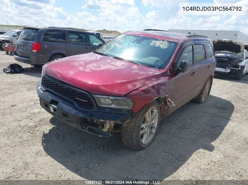 2023 Dodge Durango Gt VIN: 1C4RDJDG3PC564792 Lot: 12027132