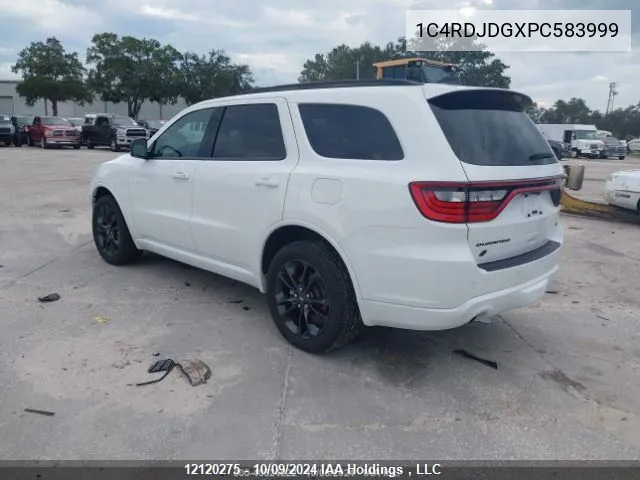 2023 Dodge Durango Gt VIN: 1C4RDJDGXPC583999 Lot: 12120275