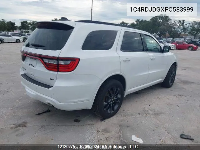 2023 Dodge Durango Gt VIN: 1C4RDJDGXPC583999 Lot: 12120275