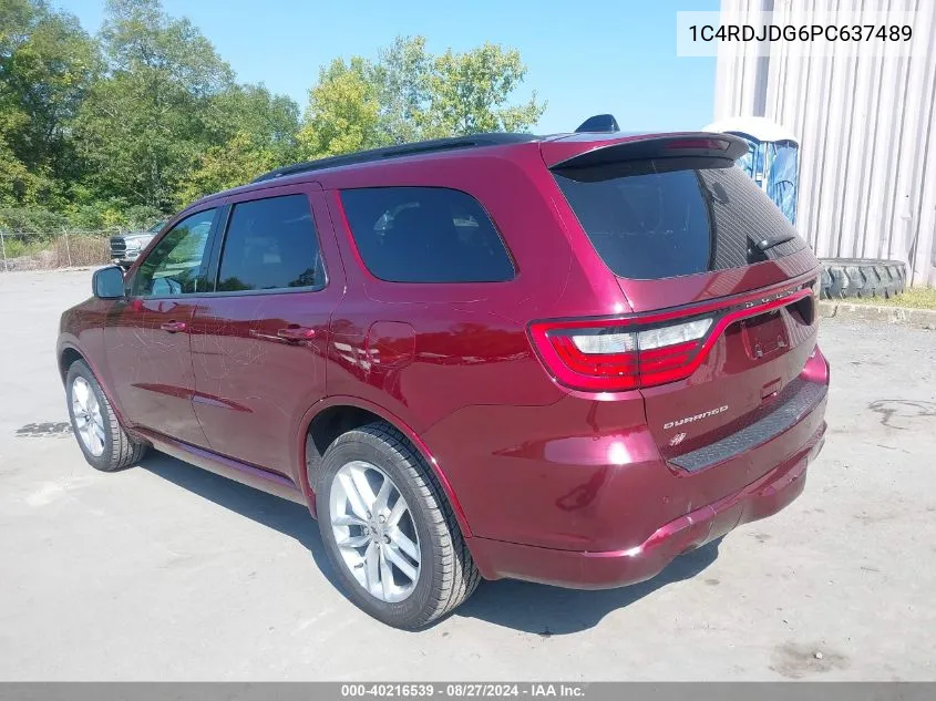 2023 Dodge Durango Gt Plus Awd VIN: 1C4RDJDG6PC637489 Lot: 40216539