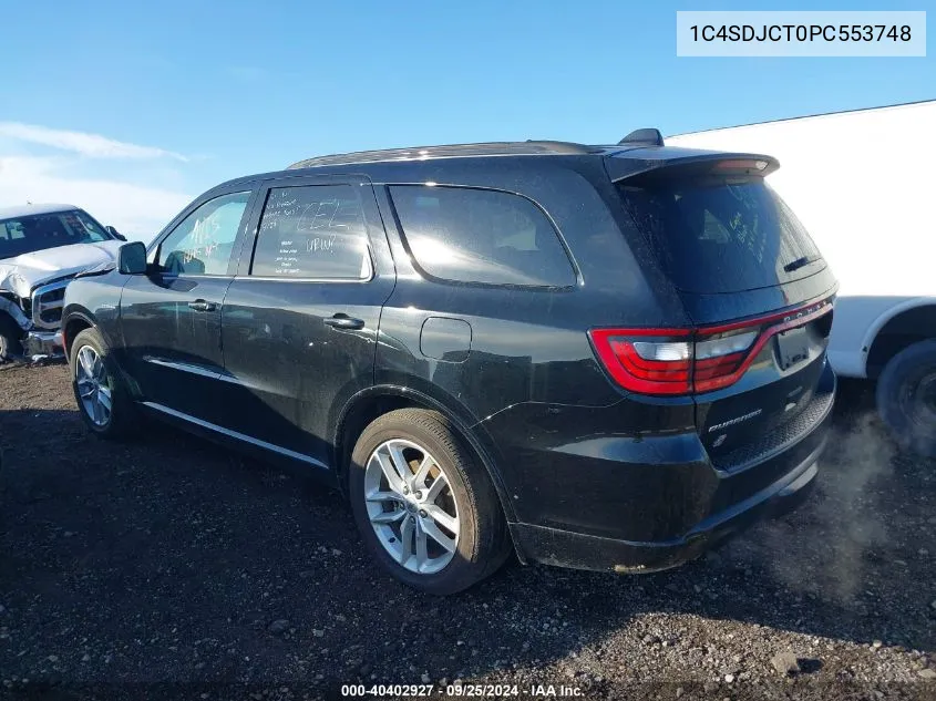 2023 Dodge Durango R/T Plus Awd VIN: 1C4SDJCT0PC553748 Lot: 40402927