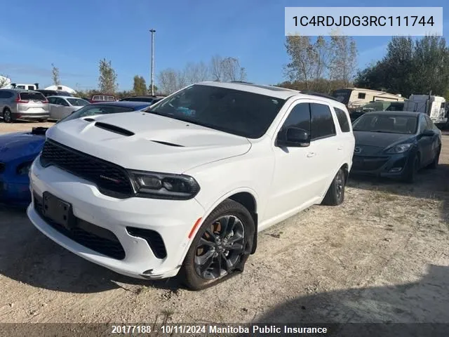 2024 Dodge Durango Gt VIN: 1C4RDJDG3RC111744 Lot: 20177188