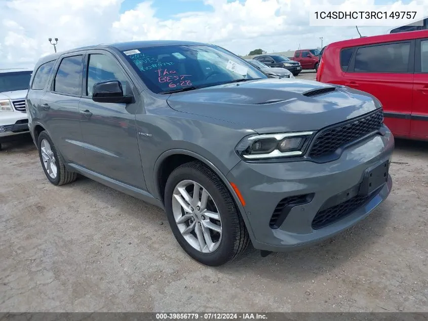 2024 Dodge Durango R/T Rwd VIN: 1C4SDHCT3RC149757 Lot: 39856779