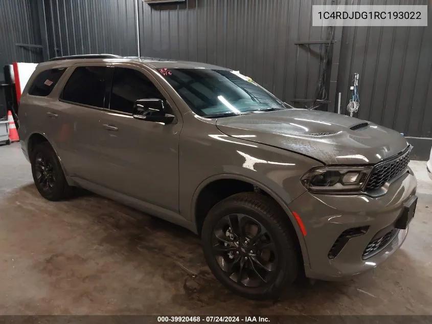 2024 Dodge Durango Gt Plus Awd VIN: 1C4RDJDG1RC193022 Lot: 39920468