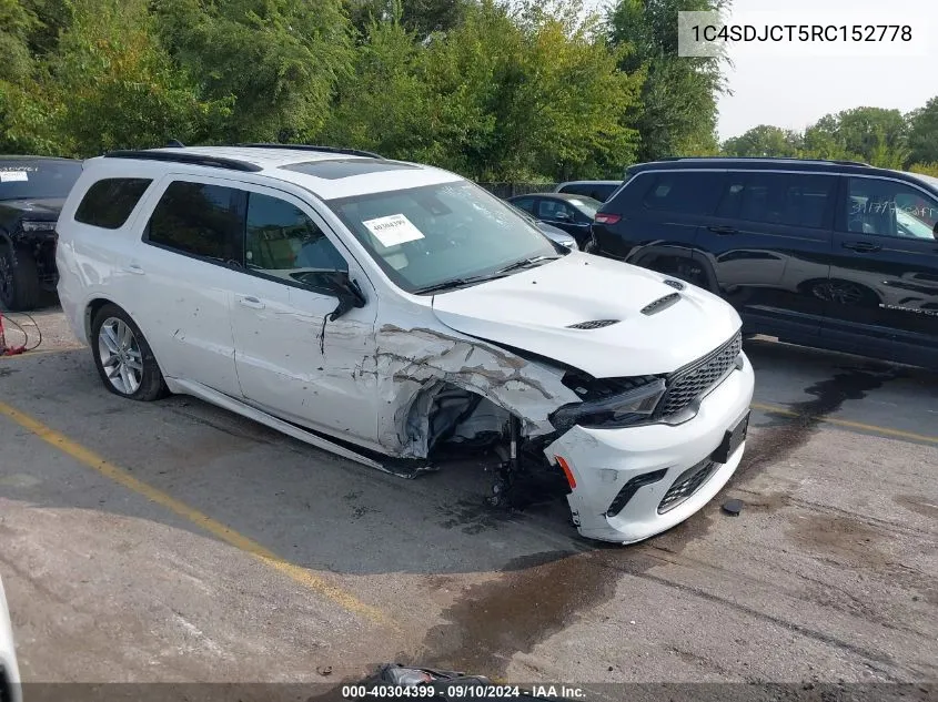 2024 Dodge Durango R/T Plus Awd VIN: 1C4SDJCT5RC152778 Lot: 40304399