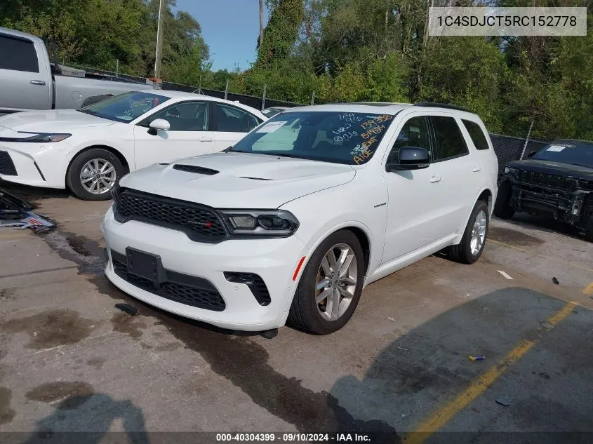 2024 Dodge Durango R/T Plus Awd VIN: 1C4SDJCT5RC152778 Lot: 40304399