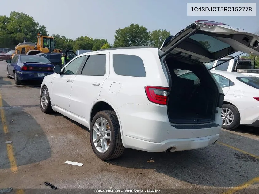 2024 Dodge Durango R/T Plus Awd VIN: 1C4SDJCT5RC152778 Lot: 40304399