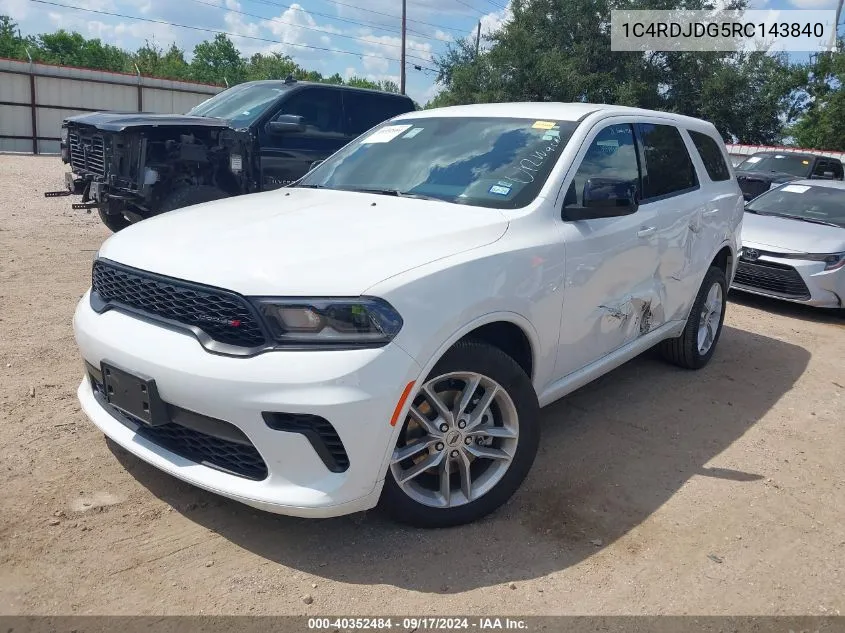 2024 Dodge Durango Gt Awd VIN: 1C4RDJDG5RC143840 Lot: 40352484