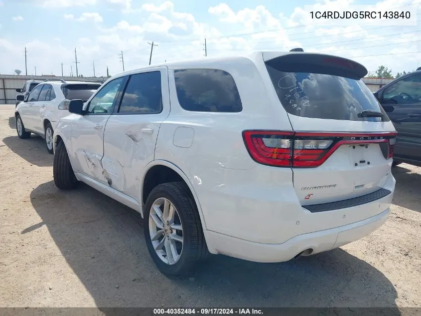 2024 Dodge Durango Gt Awd VIN: 1C4RDJDG5RC143840 Lot: 40352484