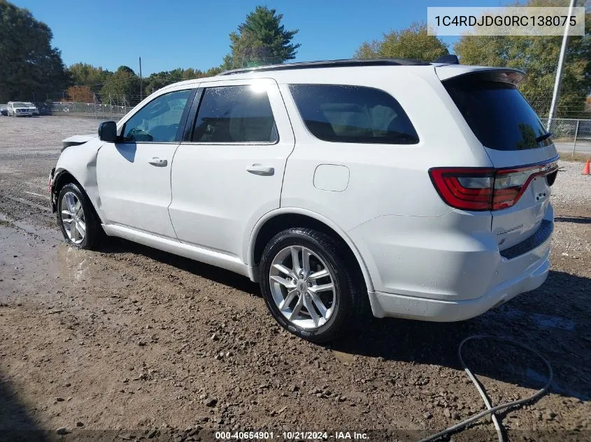 2024 Dodge Durango Gt Plus Awd VIN: 1C4RDJDG0RC138075 Lot: 40654901