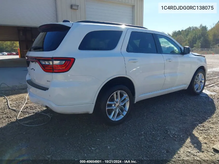 2024 Dodge Durango Gt Plus Awd VIN: 1C4RDJDG0RC138075 Lot: 40654901