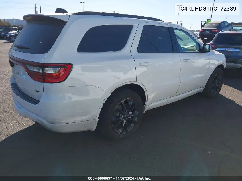 2024 Dodge Durango Gt VIN: 1C4RDHDG1RC172339 Lot: 40808697