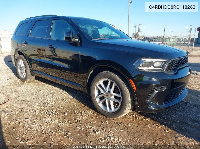 2024 Dodge Durango Gt Plus Rwd VIN: 1C4RDHDG8RC118262 Lot: 40918543