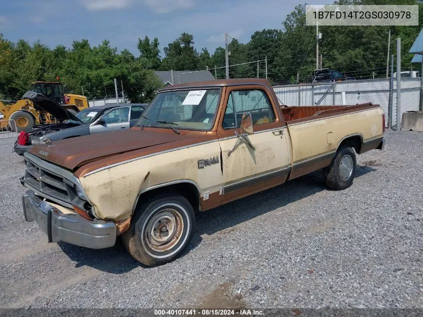 1986 Dodge D-Series D150 VIN: 1B7FD14T2GS030978 Lot: 40859114