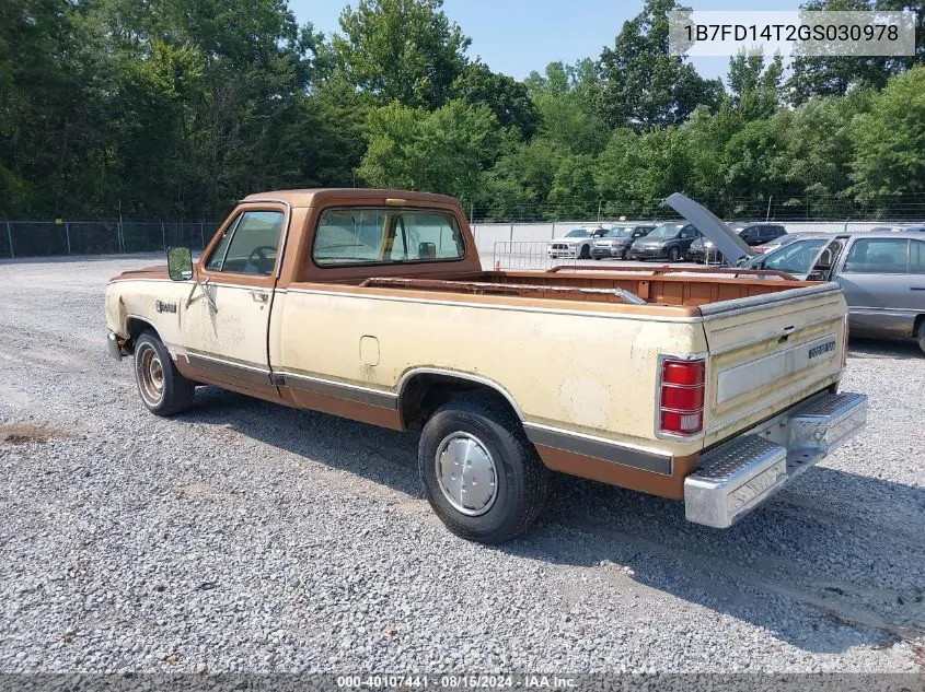 1986 Dodge D-Series D150 VIN: 1B7FD14T2GS030978 Lot: 40859114