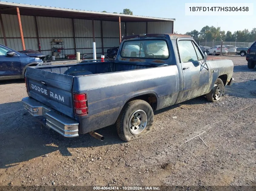 1987 Dodge D-Series D150 VIN: 1B7FD14T7HS306458 Lot: 40643474