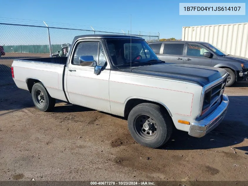 1988 Dodge D-Series D100 VIN: 1B7FD04Y1JS614107 Lot: 40677278