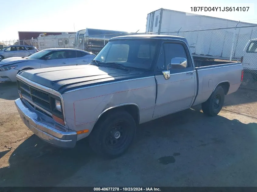 1988 Dodge D-Series D100 VIN: 1B7FD04Y1JS614107 Lot: 40677278