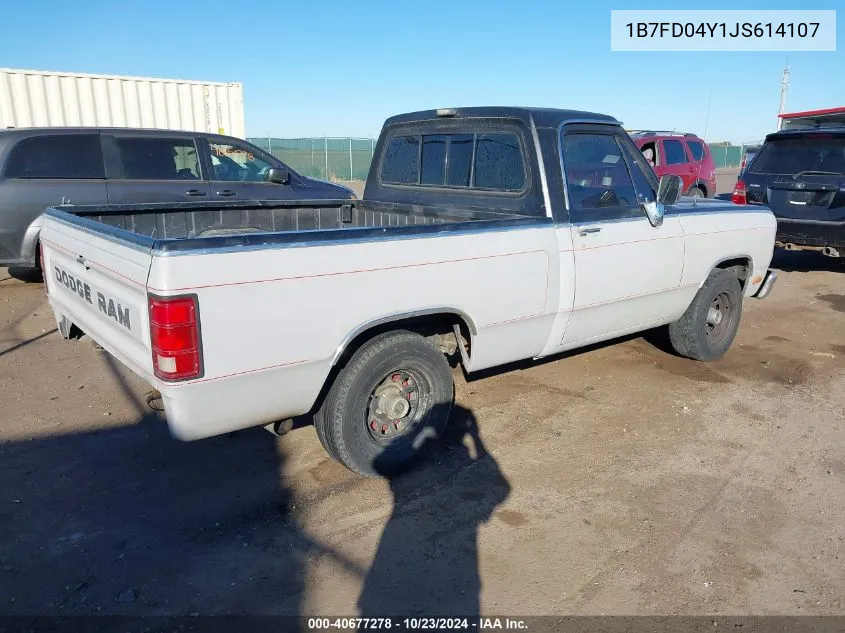 1988 Dodge D-Series D100 VIN: 1B7FD04Y1JS614107 Lot: 40677278