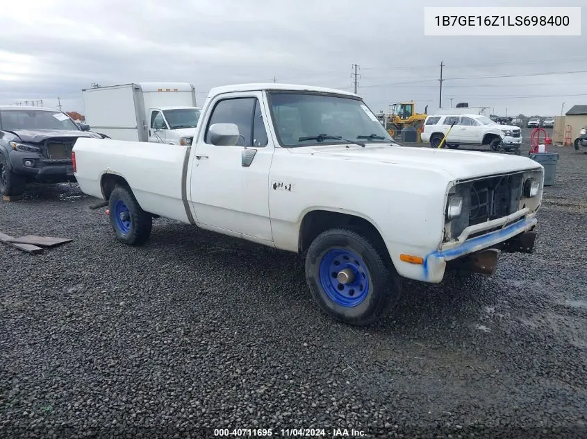 1990 Dodge D-Series D150 VIN: 1B7GE16Z1LS698400 Lot: 40711695