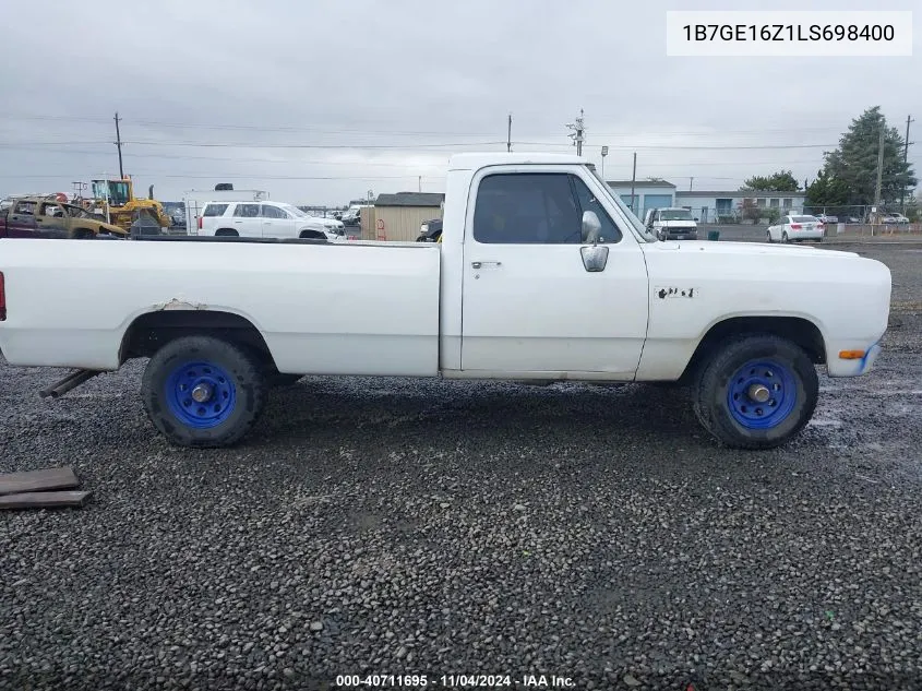 1990 Dodge D-Series D150 VIN: 1B7GE16Z1LS698400 Lot: 40711695