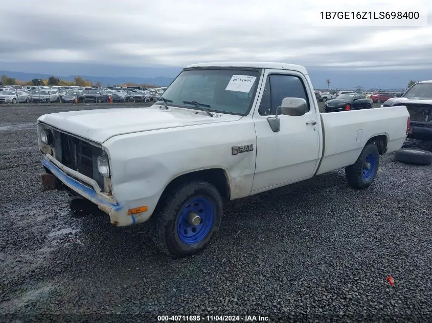 1990 Dodge D-Series D150 VIN: 1B7GE16Z1LS698400 Lot: 40711695