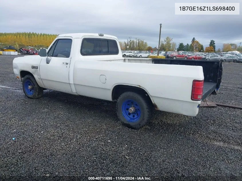 1990 Dodge D-Series D150 VIN: 1B7GE16Z1LS698400 Lot: 40711695