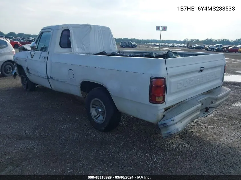 1991 Dodge D-Series D150 VIN: 1B7HE16Y4MS238533 Lot: 40318927