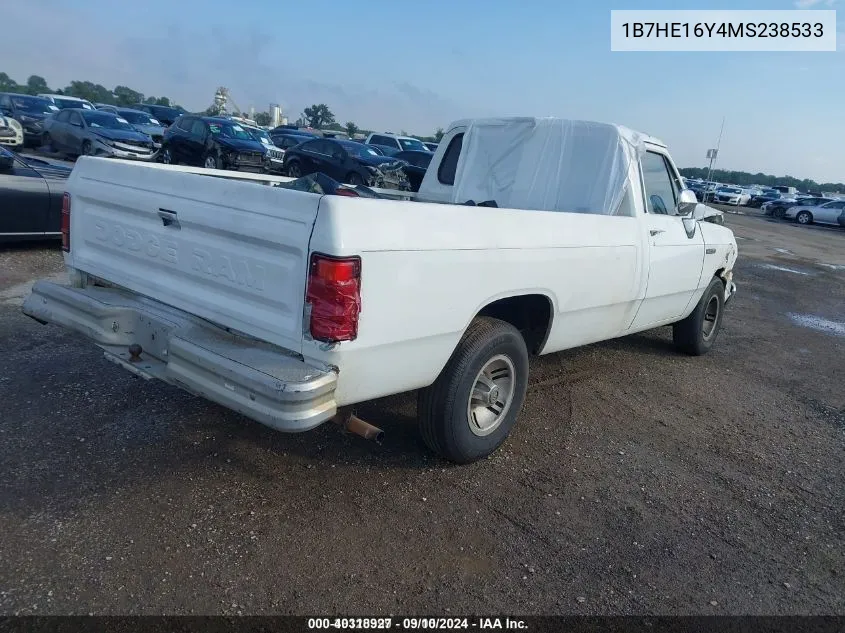 1991 Dodge D-Series D150 VIN: 1B7HE16Y4MS238533 Lot: 40318927