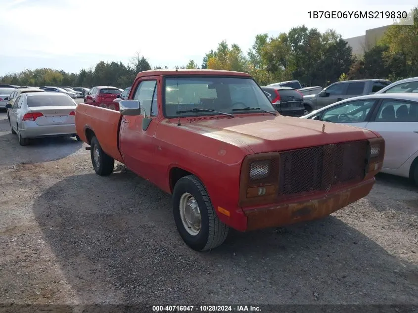 1991 Dodge D-Series D150S VIN: 1B7GE06Y6MS219830 Lot: 40716047