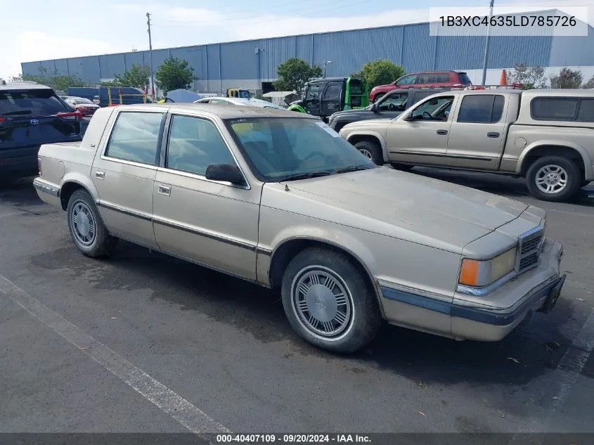 1990 Dodge Dynasty VIN: 1B3XC4635LD785726 Lot: 40407109