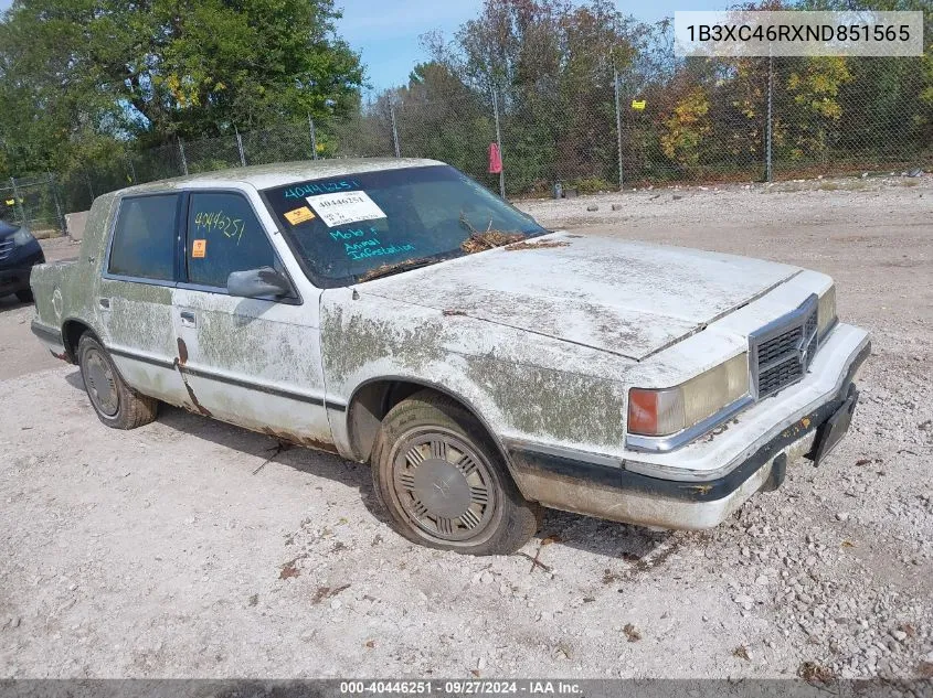 1992 Dodge Dynasty VIN: 1B3XC46RXND851565 Lot: 40446251