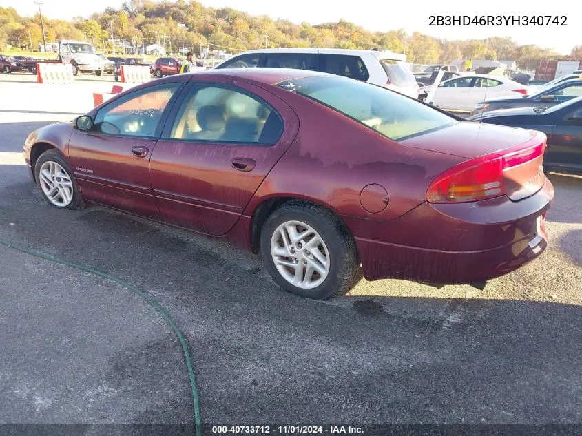 2000 Dodge Intrepid VIN: 2B3HD46R3YH340742 Lot: 40733712