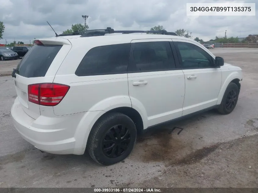 2009 Dodge Journey Se VIN: 3D4GG47B99T135375 Lot: 39933186