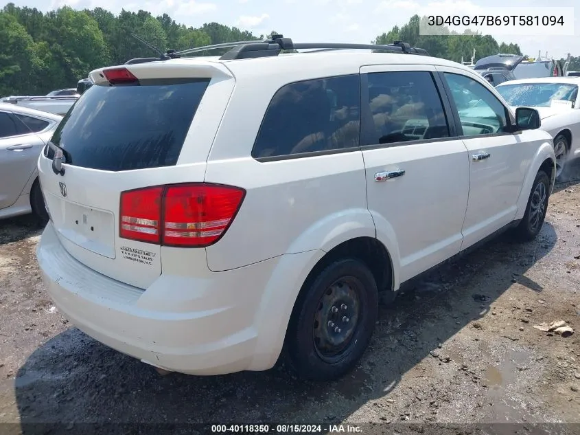 2009 Dodge Journey Se VIN: 3D4GG47B69T581094 Lot: 40118350