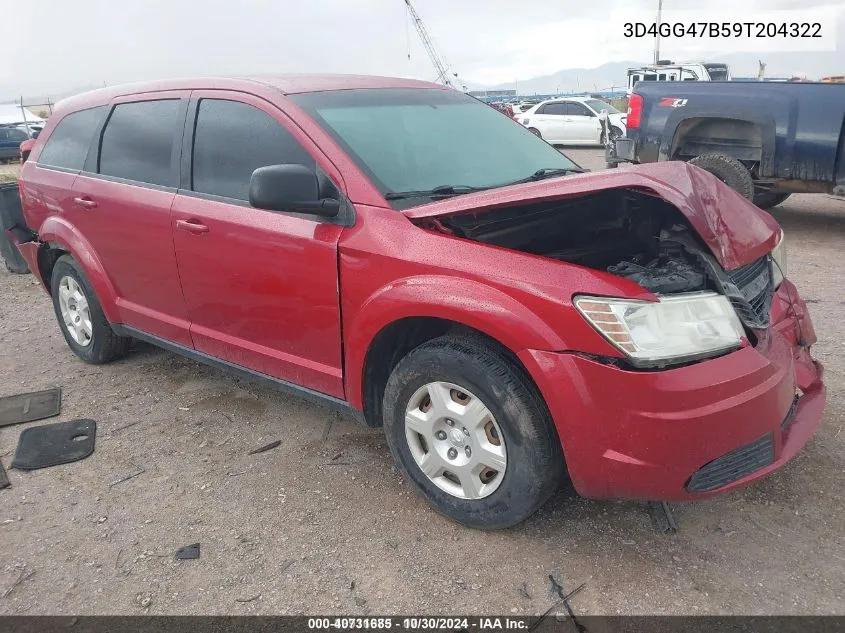 2009 Dodge Journey Se VIN: 3D4GG47B59T204322 Lot: 40731685