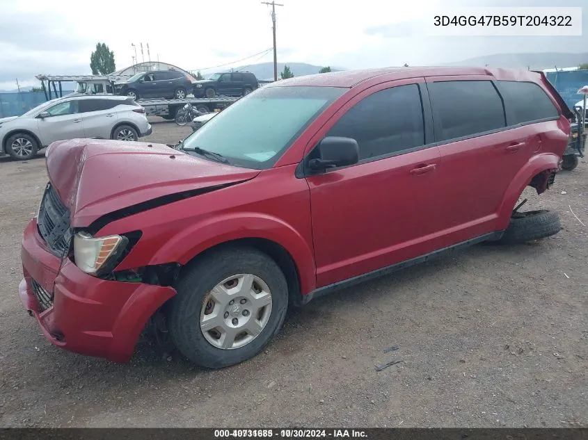 2009 Dodge Journey Se VIN: 3D4GG47B59T204322 Lot: 40731685