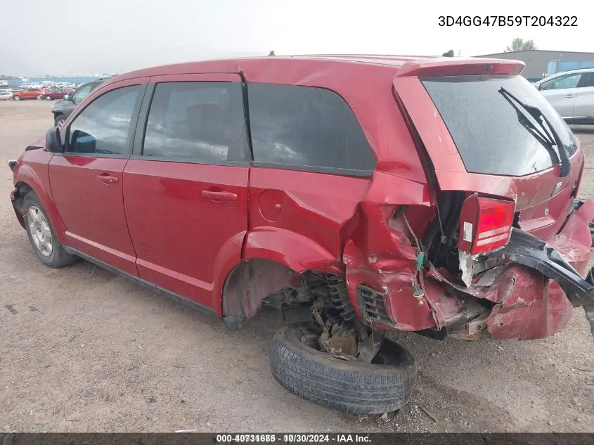 2009 Dodge Journey Se VIN: 3D4GG47B59T204322 Lot: 40731685