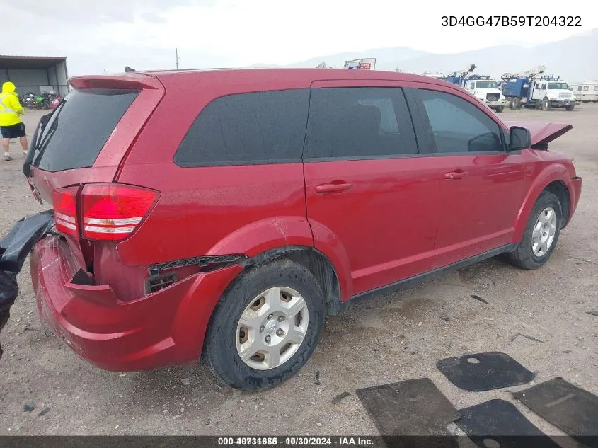 2009 Dodge Journey Se VIN: 3D4GG47B59T204322 Lot: 40731685