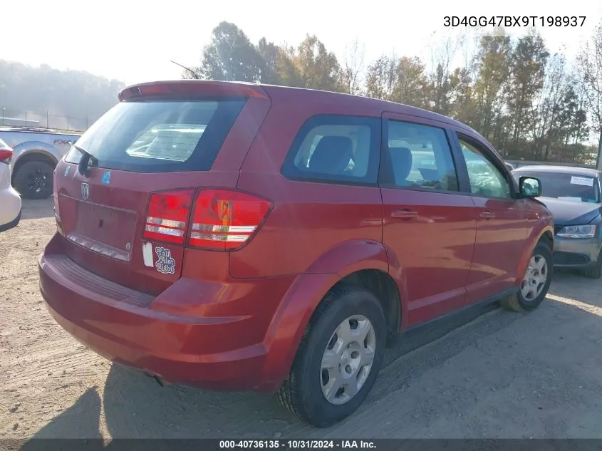 2009 Dodge Journey Se VIN: 3D4GG47BX9T198937 Lot: 40736135