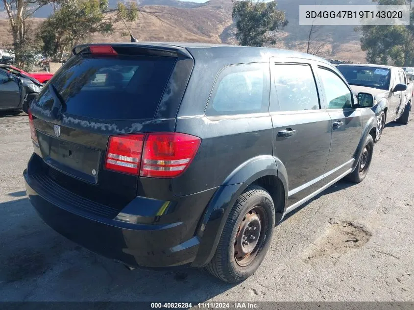 2009 Dodge Journey Se VIN: 3D4GG47B19T143020 Lot: 40826284