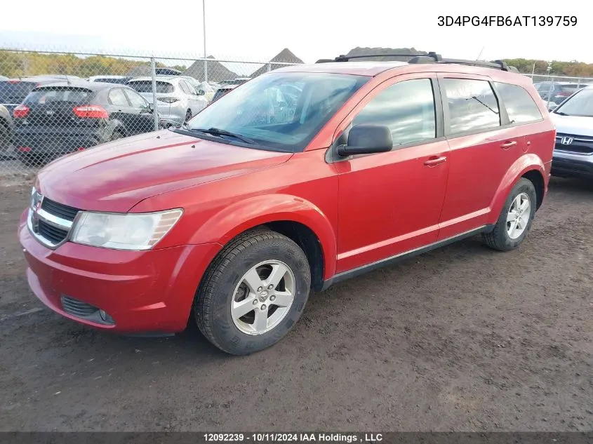 2010 Dodge Journey Se VIN: 3D4PG4FB6AT139759 Lot: 12092239