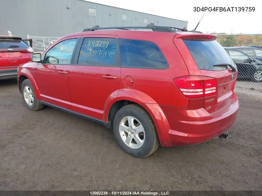 2010 Dodge Journey Se VIN: 3D4PG4FB6AT139759 Lot: 12092239